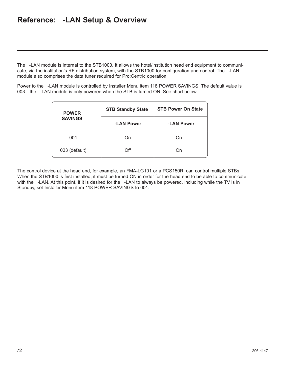 Reference: b -lan setup & overview | LG STB1000 User Manual | Page 72 / 86