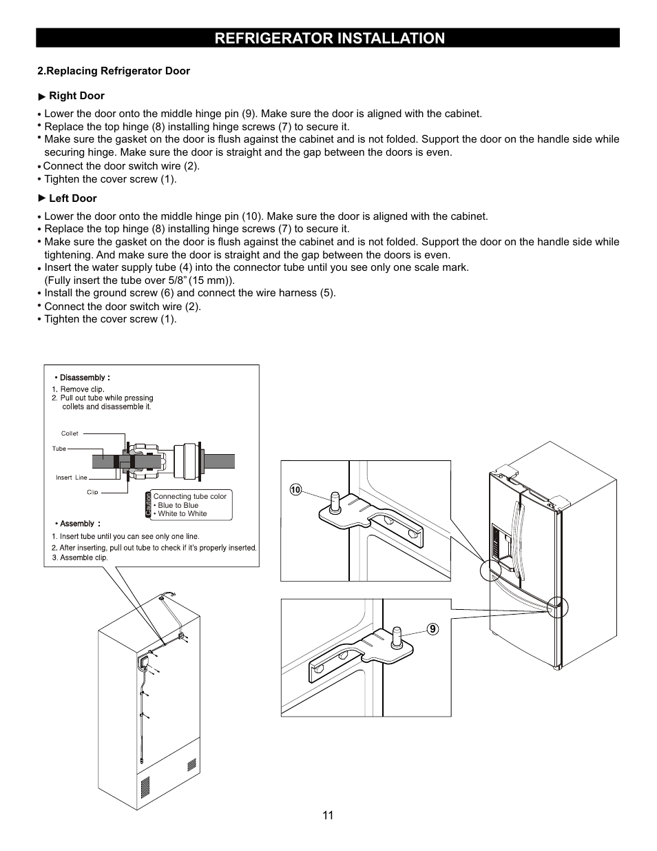 Refrigerator installation | LG LFX23961SB User Manual | Page 11 / 68