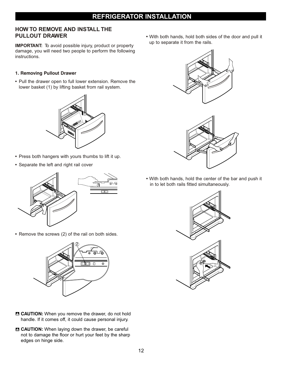 Refrigerator installation | LG LFX23961SB User Manual | Page 12 / 68