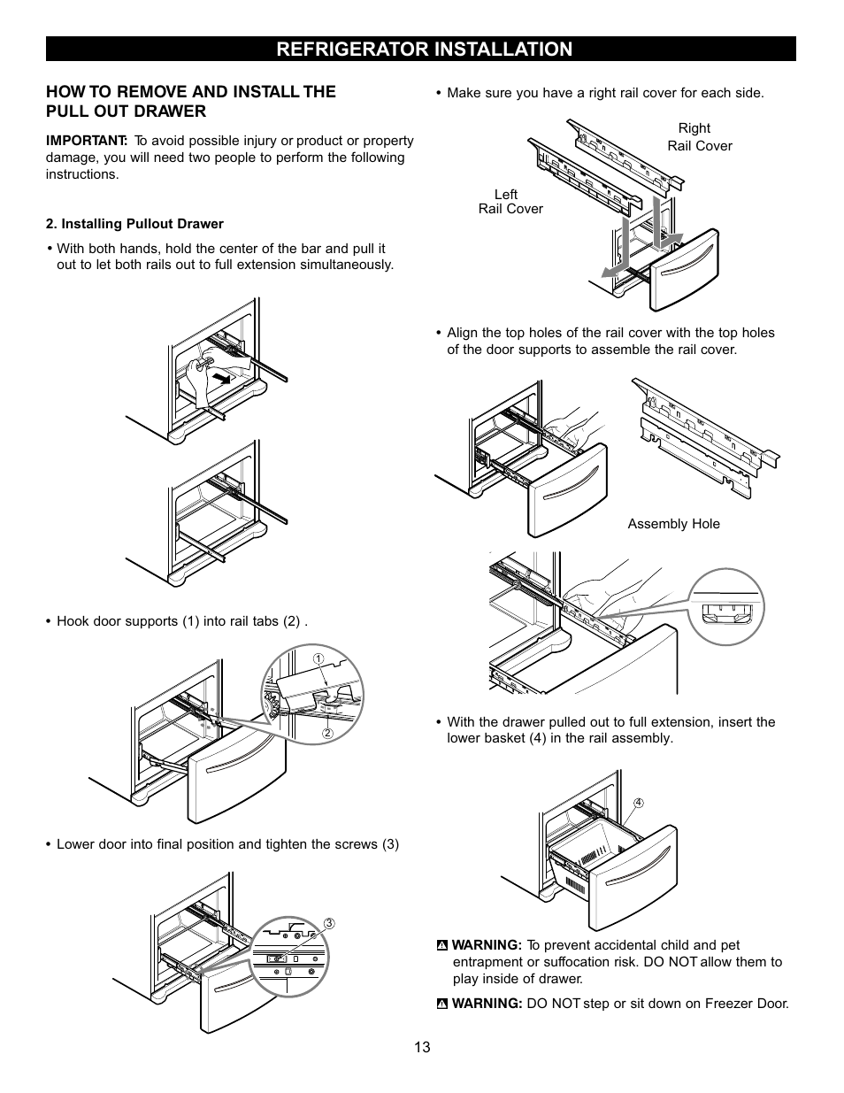 Refrigeratorinstallation refrigerator installation | LG LFX23961SB User Manual | Page 13 / 68