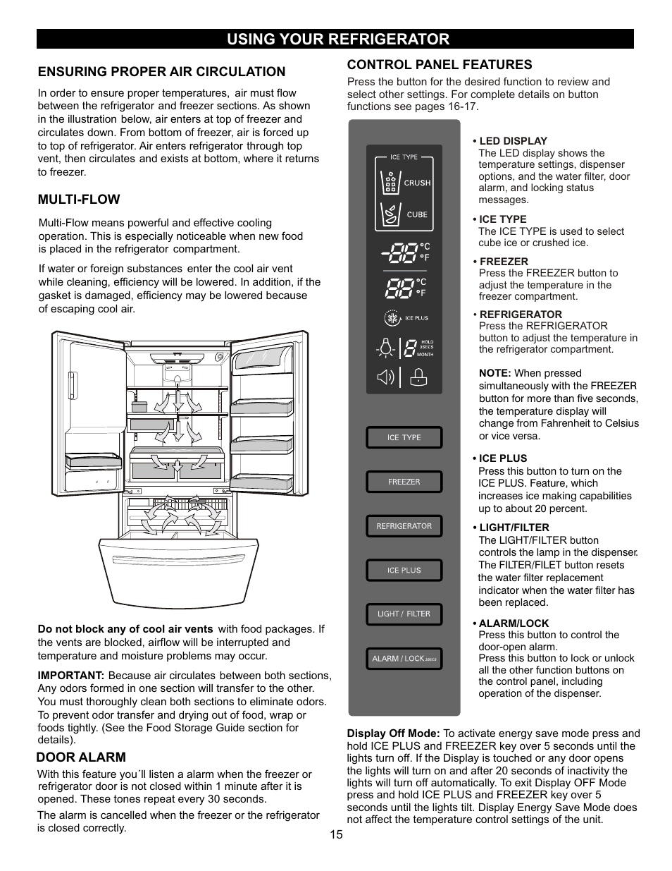 Using your refrigerator | LG LFX23961SB User Manual | Page 15 / 68