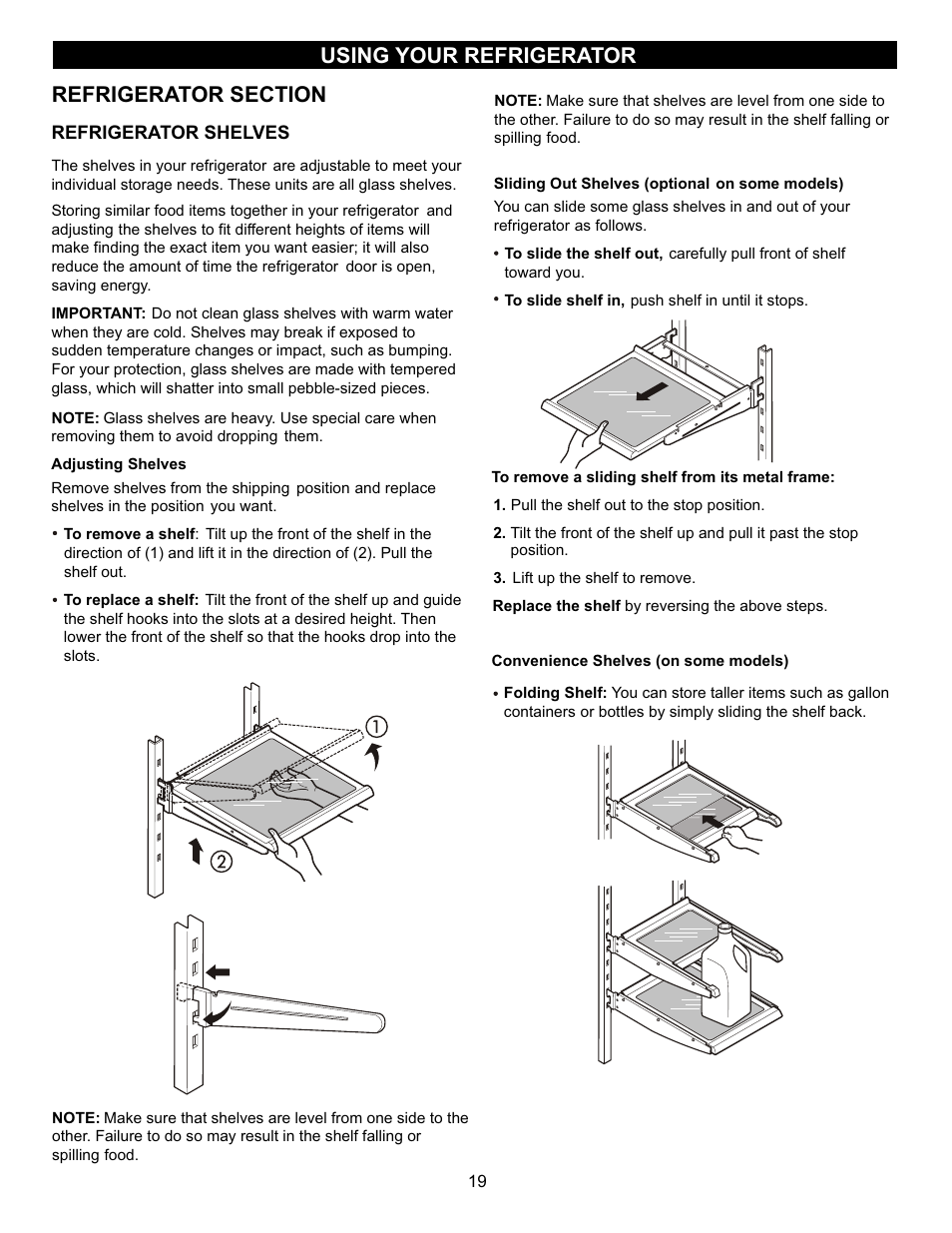 Using your refrigerator | LG LFX23961SB User Manual | Page 19 / 68