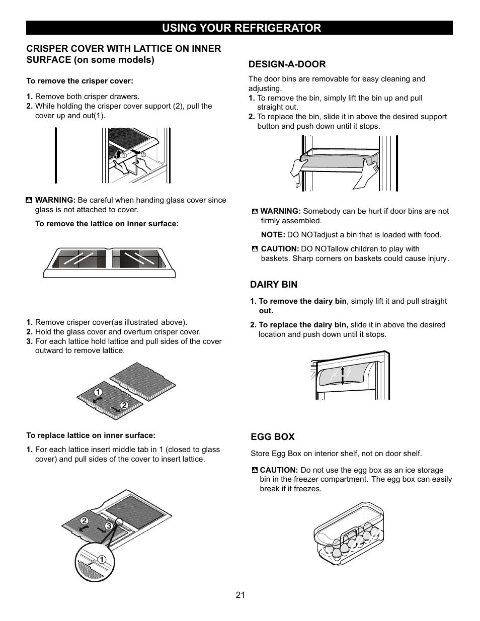 Using your refrigerator | LG LFX23961SB User Manual | Page 21 / 68