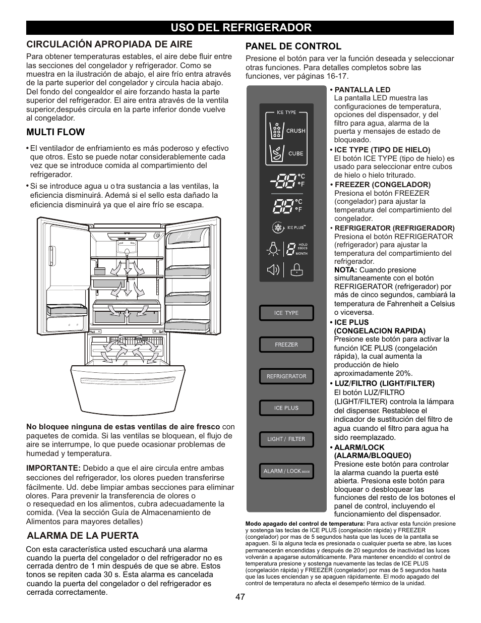 Uso del refrigerador | LG LFX23961SB User Manual | Page 47 / 68