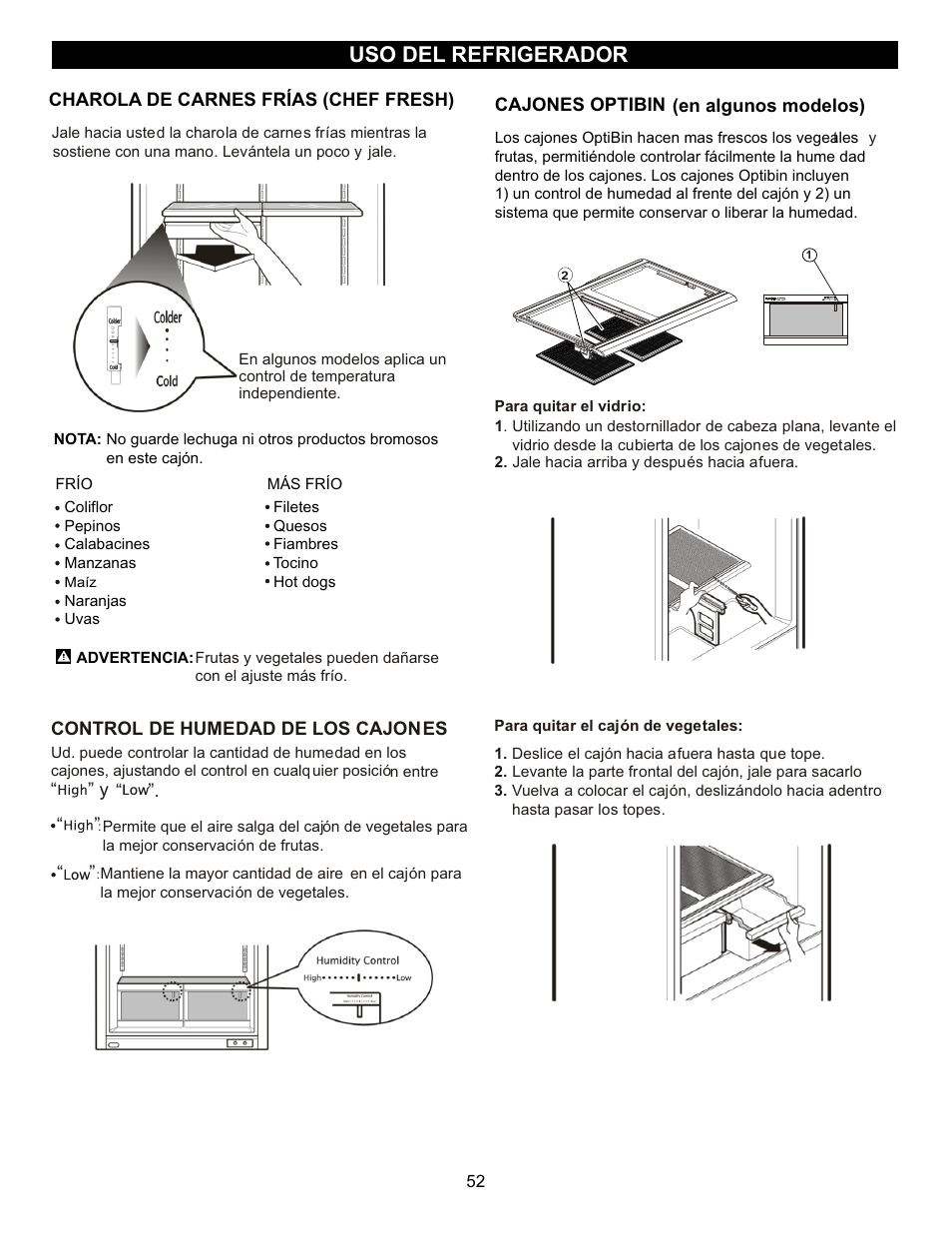 Uso del refrigerador | LG LFX23961SB User Manual | Page 52 / 68