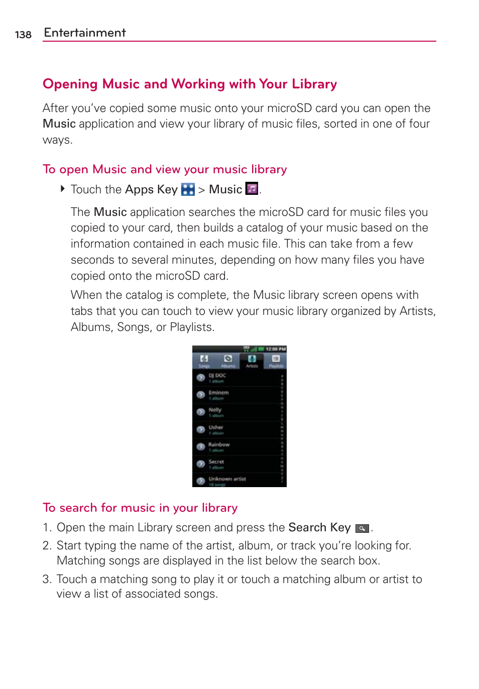 Opening music and working with your library | LG MFL67235901 User Manual | Page 140 / 448