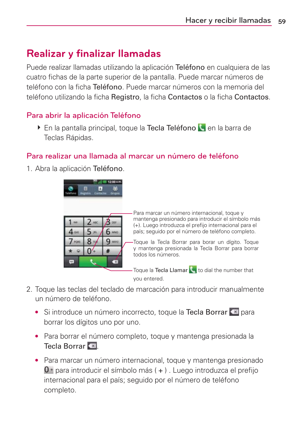 Hacer y recibir llamadas, Realizar y finalizar llamadas | LG MFL67235901 User Manual | Page 276 / 448