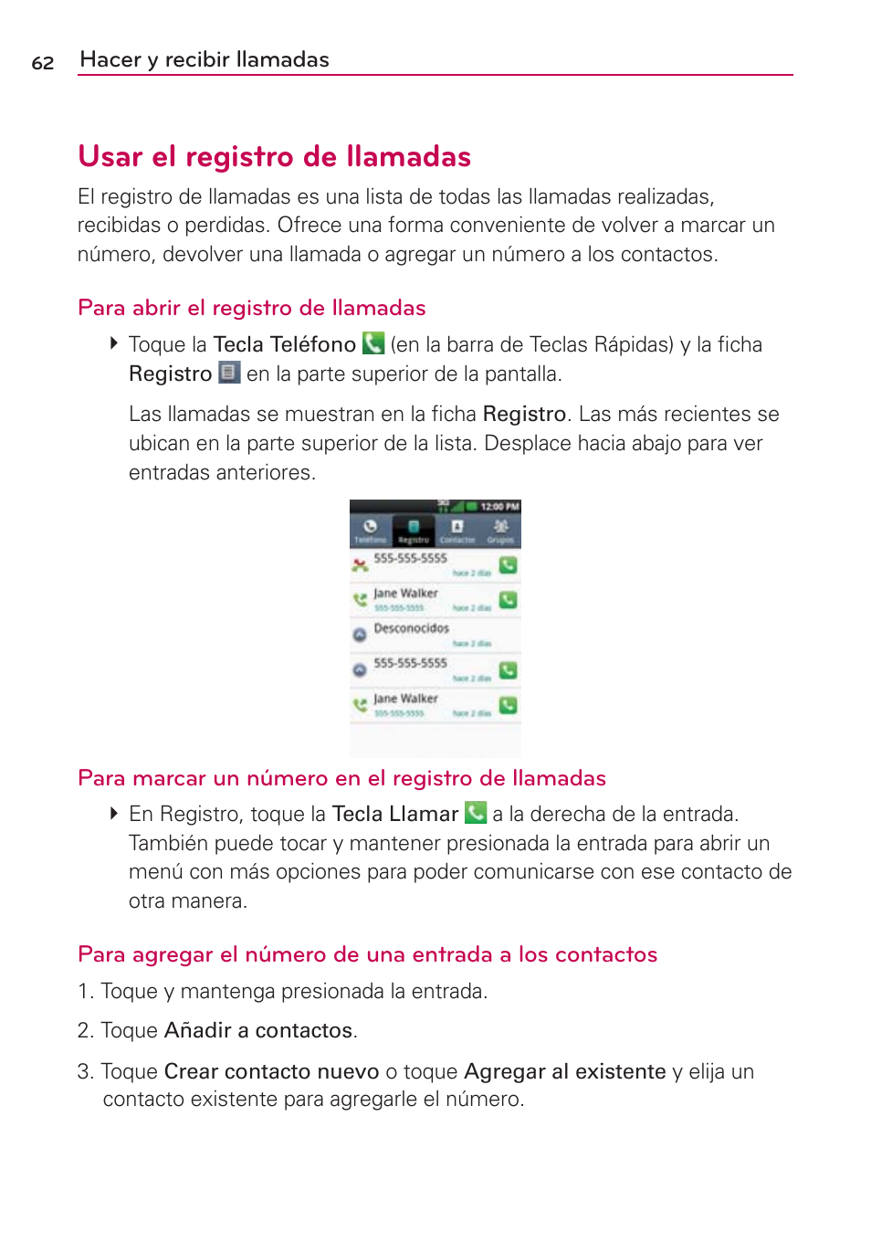 Usar el registro de llamadas | LG MFL67235901 User Manual | Page 279 / 448