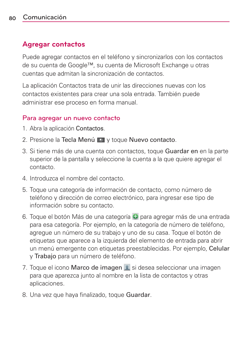 Agregar contactos | LG MFL67235901 User Manual | Page 297 / 448