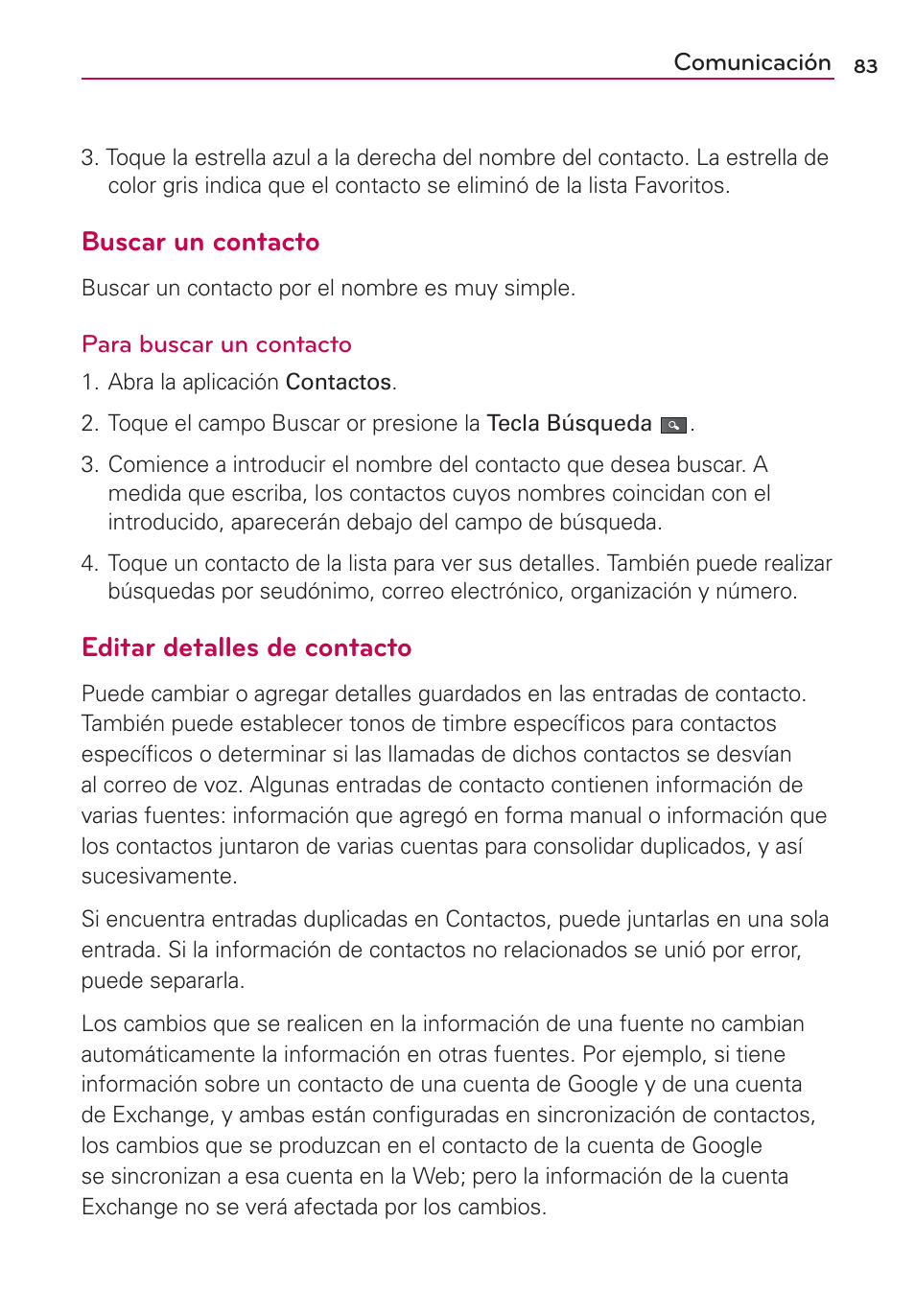 Buscar un contacto, Editar detalles de contacto | LG MFL67235901 User Manual | Page 300 / 448