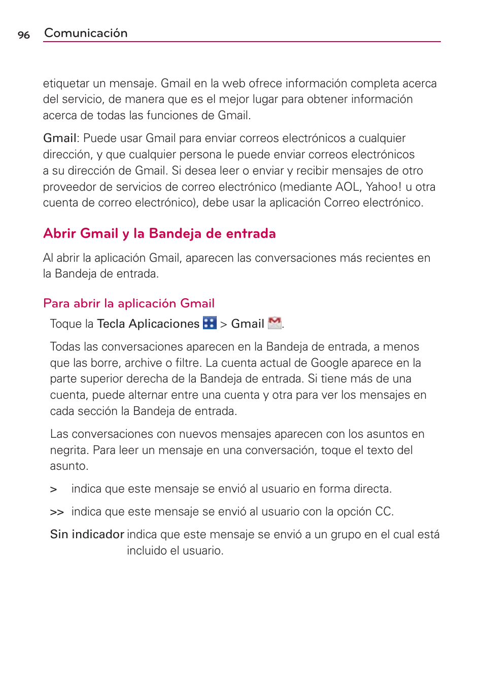 Abrir gmail y la bandeja de entrada | LG MFL67235901 User Manual | Page 313 / 448