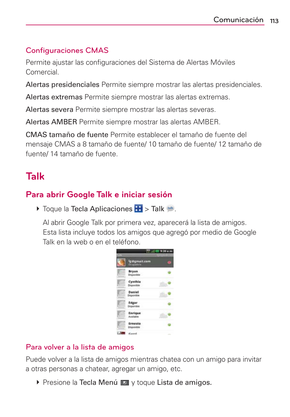 Talk, Para abrir google talk e iniciar sesión | LG MFL67235901 User Manual | Page 330 / 448