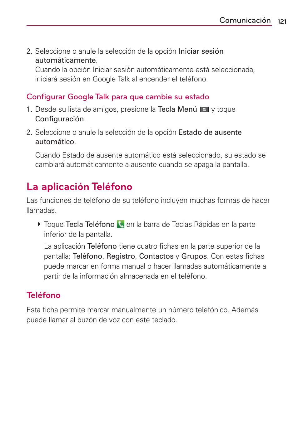 La aplicación teléfono, Teléfono | LG MFL67235901 User Manual | Page 338 / 448