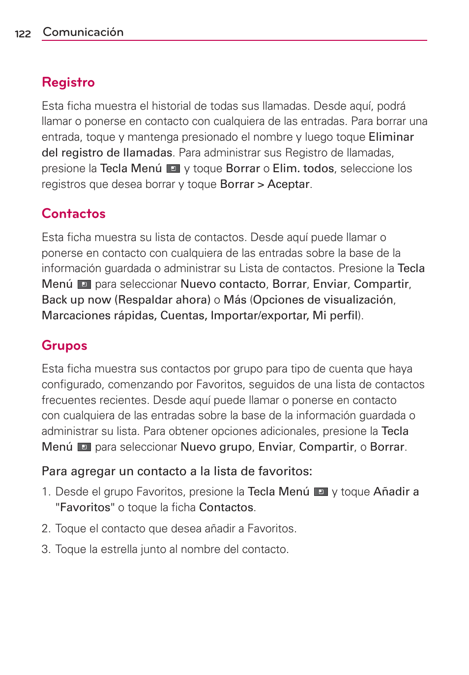 Registro, Contactos, Grupos | LG MFL67235901 User Manual | Page 339 / 448