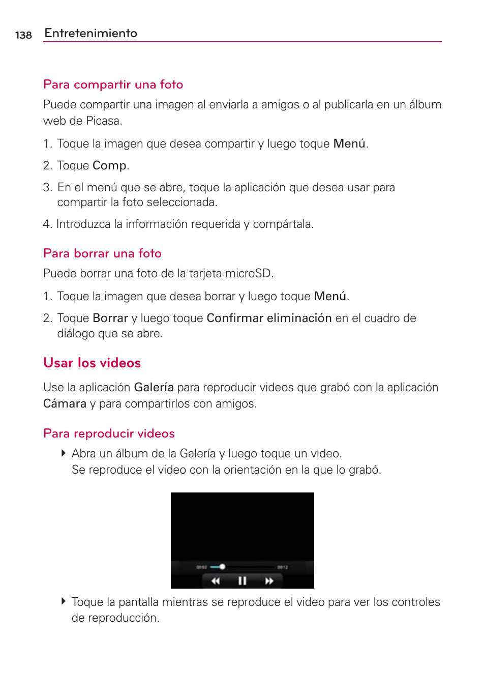 Usar los videos | LG MFL67235901 User Manual | Page 355 / 448