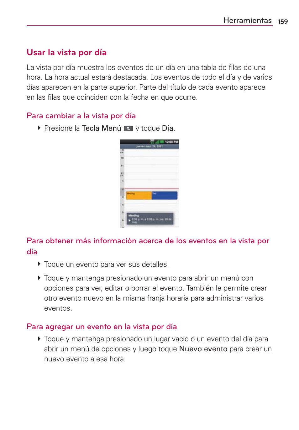 Usar la vista por día | LG MFL67235901 User Manual | Page 376 / 448