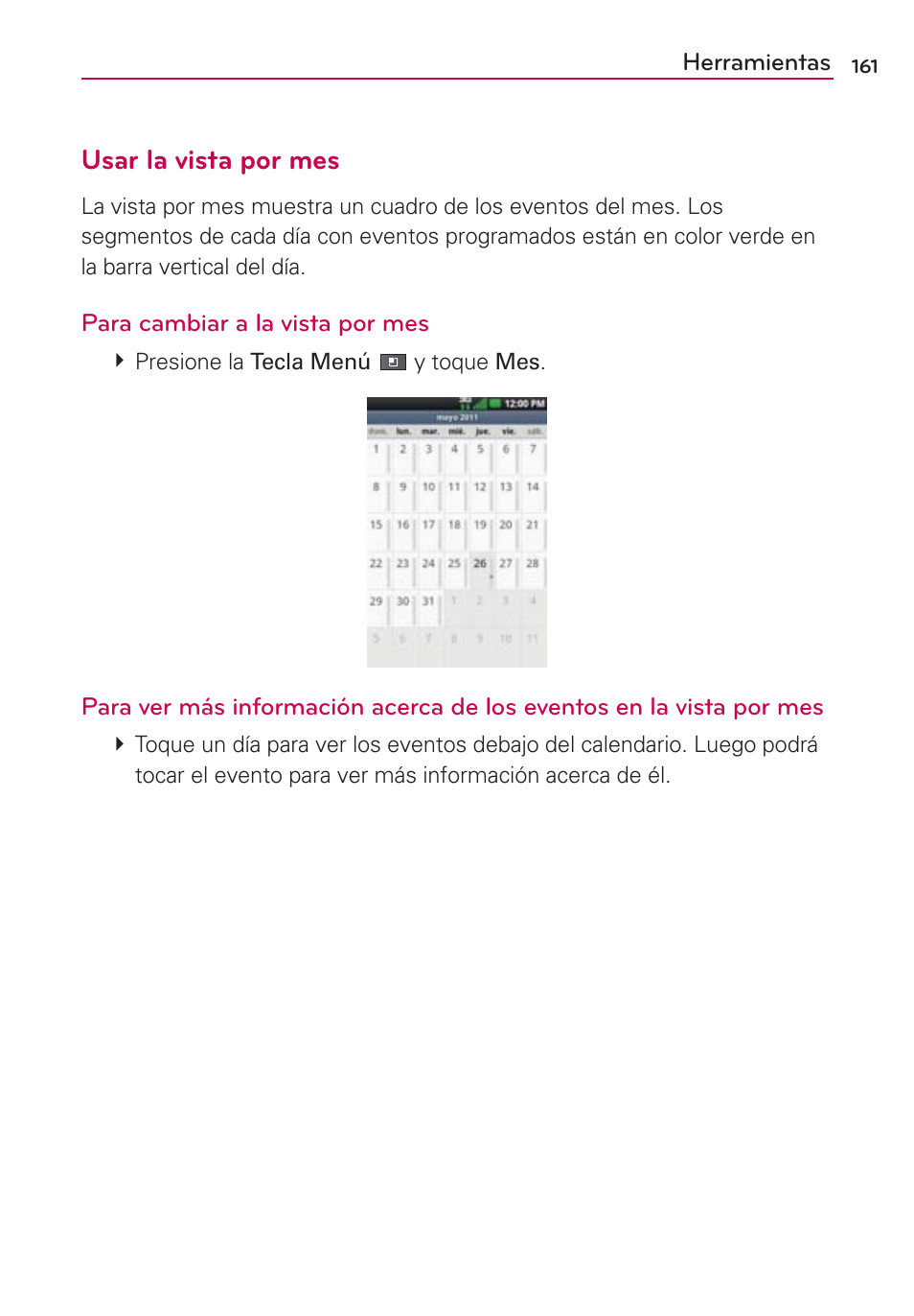 Usar la vista por mes | LG MFL67235901 User Manual | Page 378 / 448