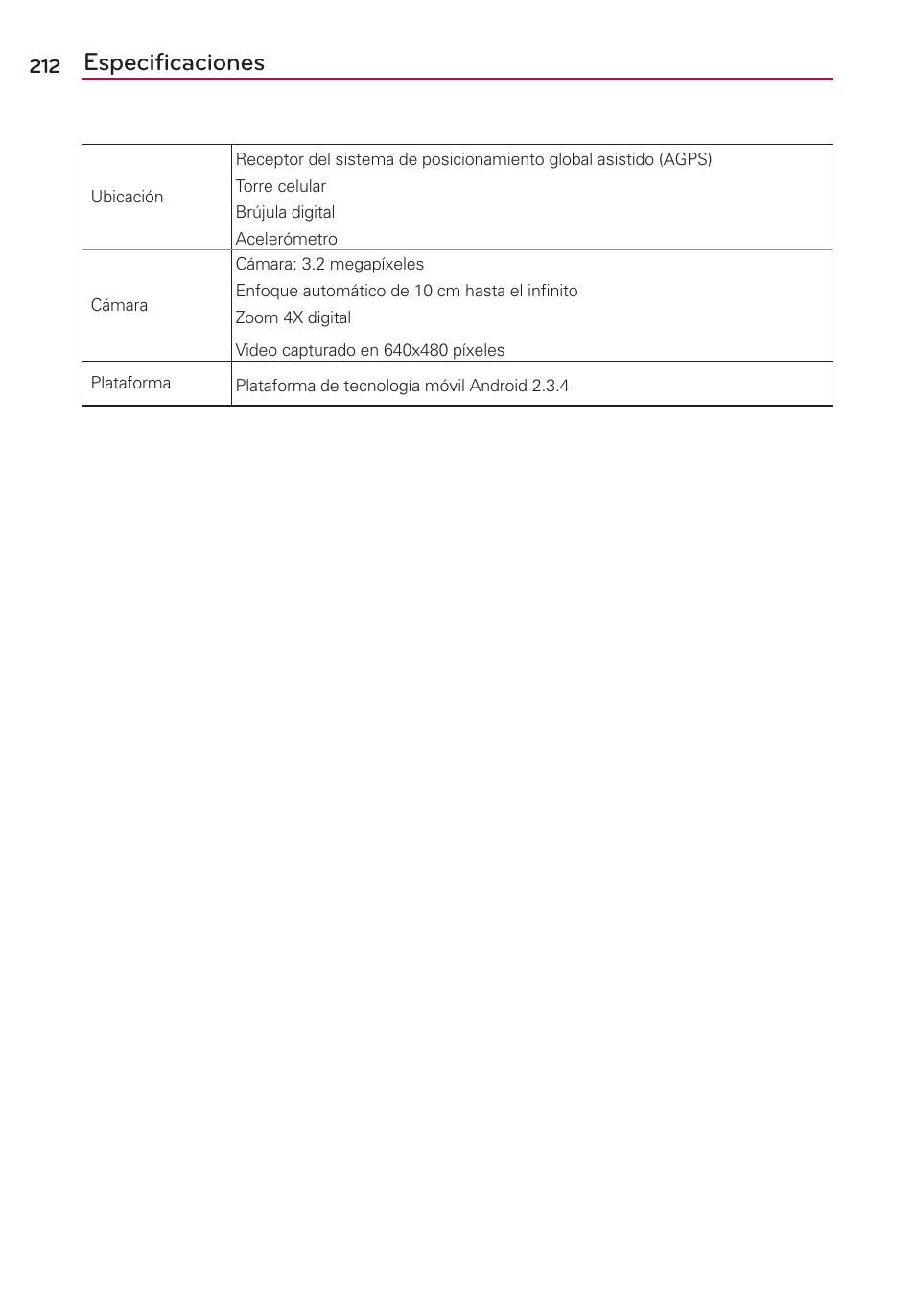 Especificaciones | LG MFL67235901 User Manual | Page 429 / 448