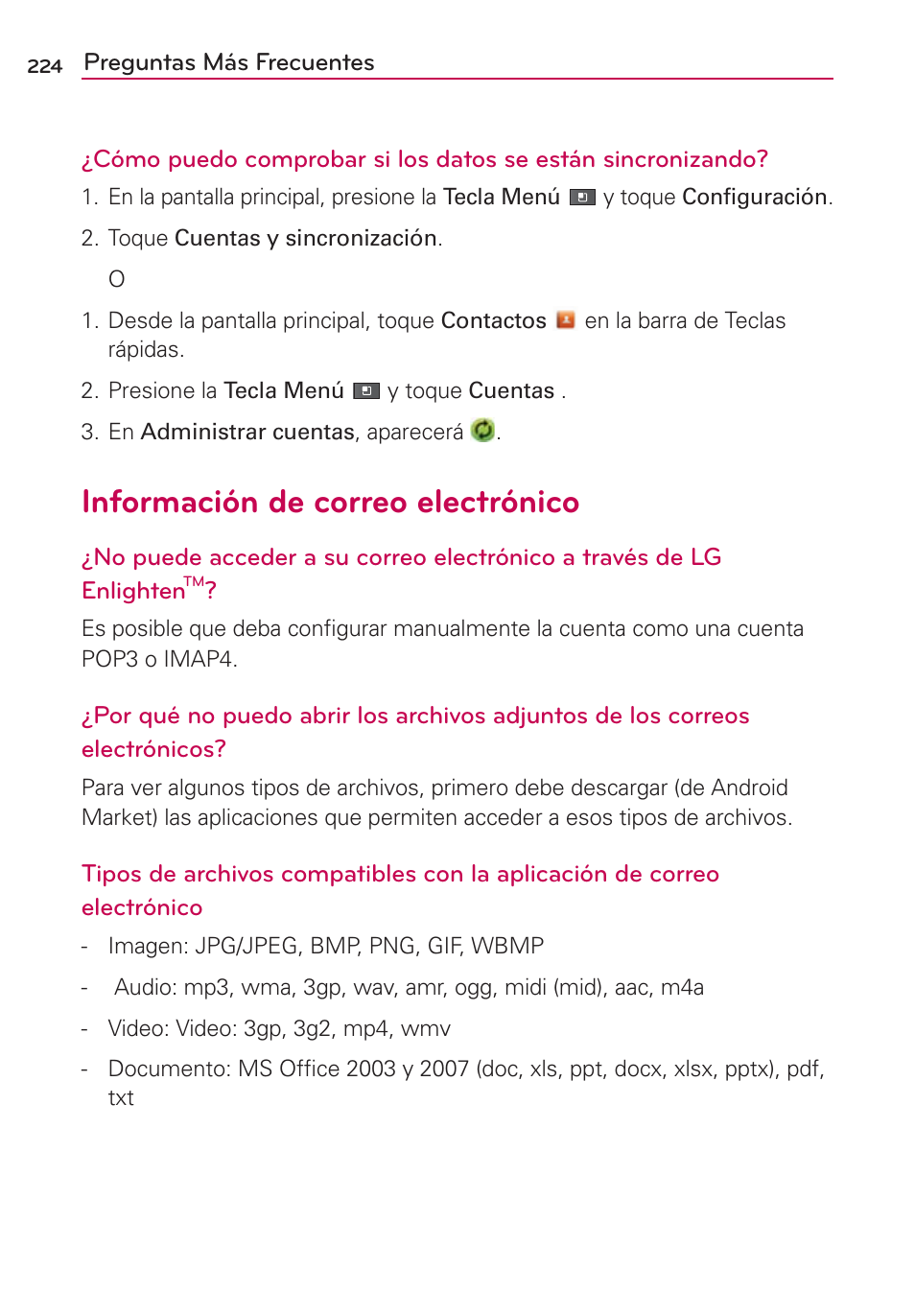 Información de correo electrónico | LG MFL67235901 User Manual | Page 441 / 448