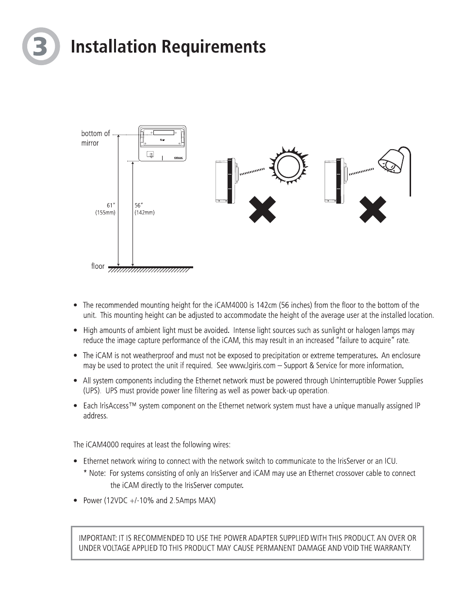 Installation requirements | LG 4000 User Manual | Page 4 / 10