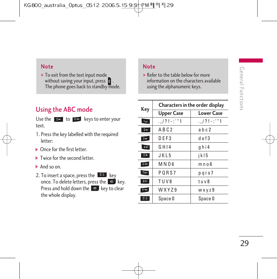 Using the abc mode | LG Chocolate KG800 User Manual | Page 30 / 97