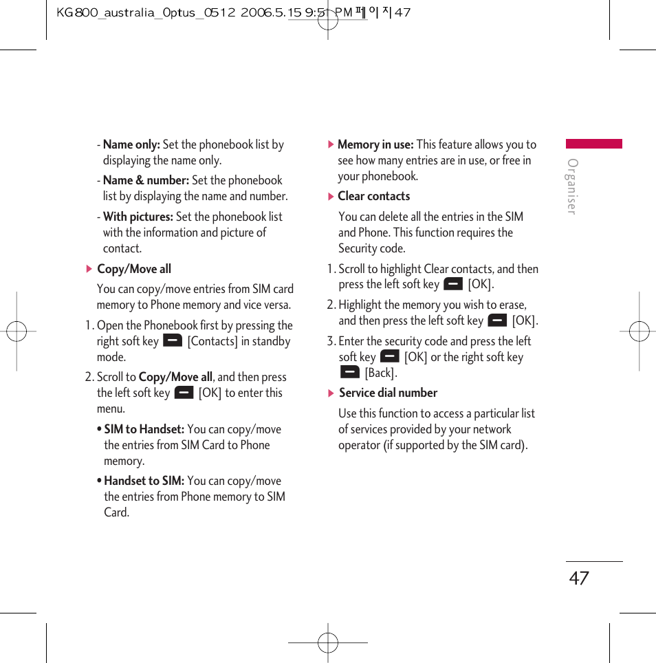 LG Chocolate KG800 User Manual | Page 48 / 97