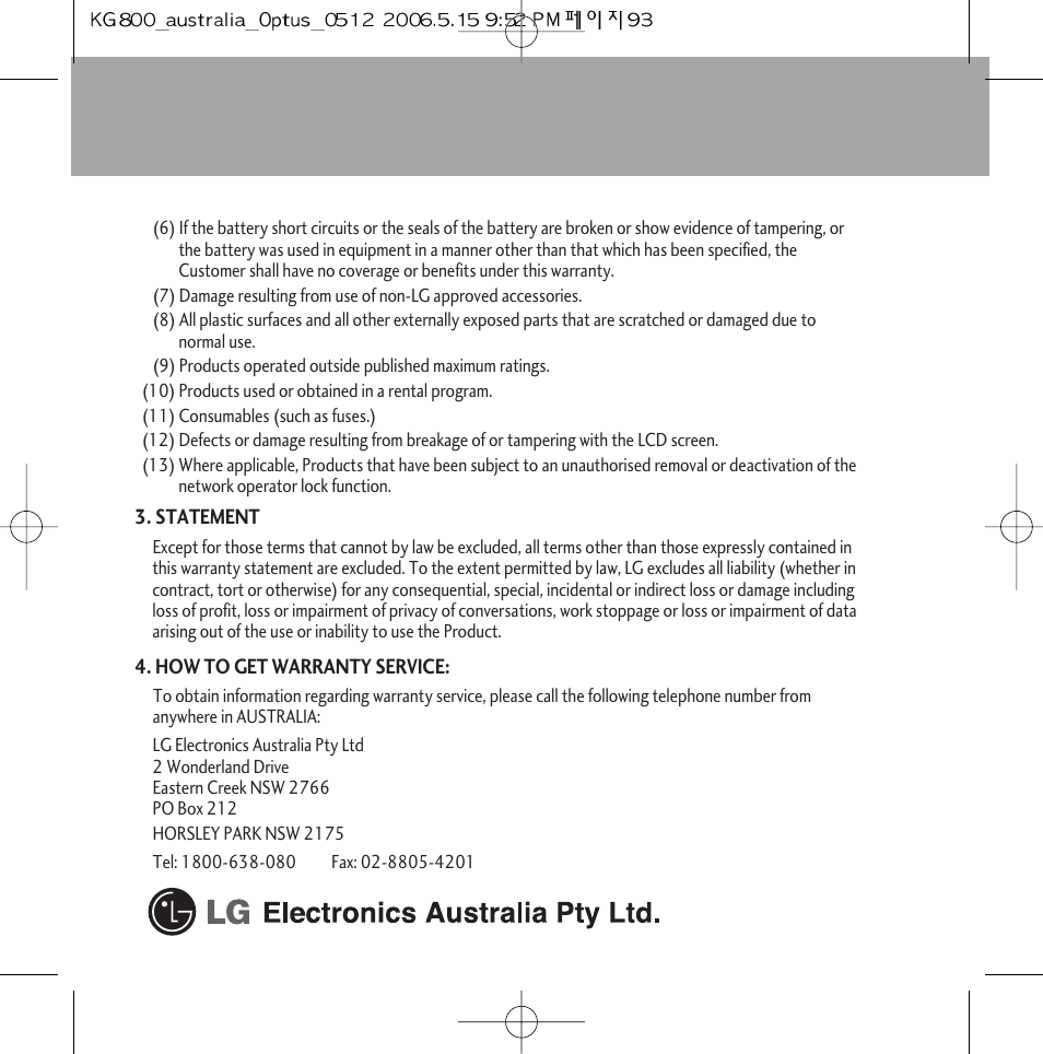 LG Chocolate KG800 User Manual | Page 94 / 97