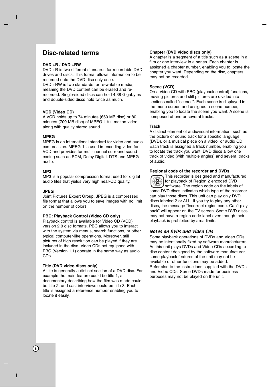 Disc-related terms | LG DR7400 User Manual | Page 6 / 47