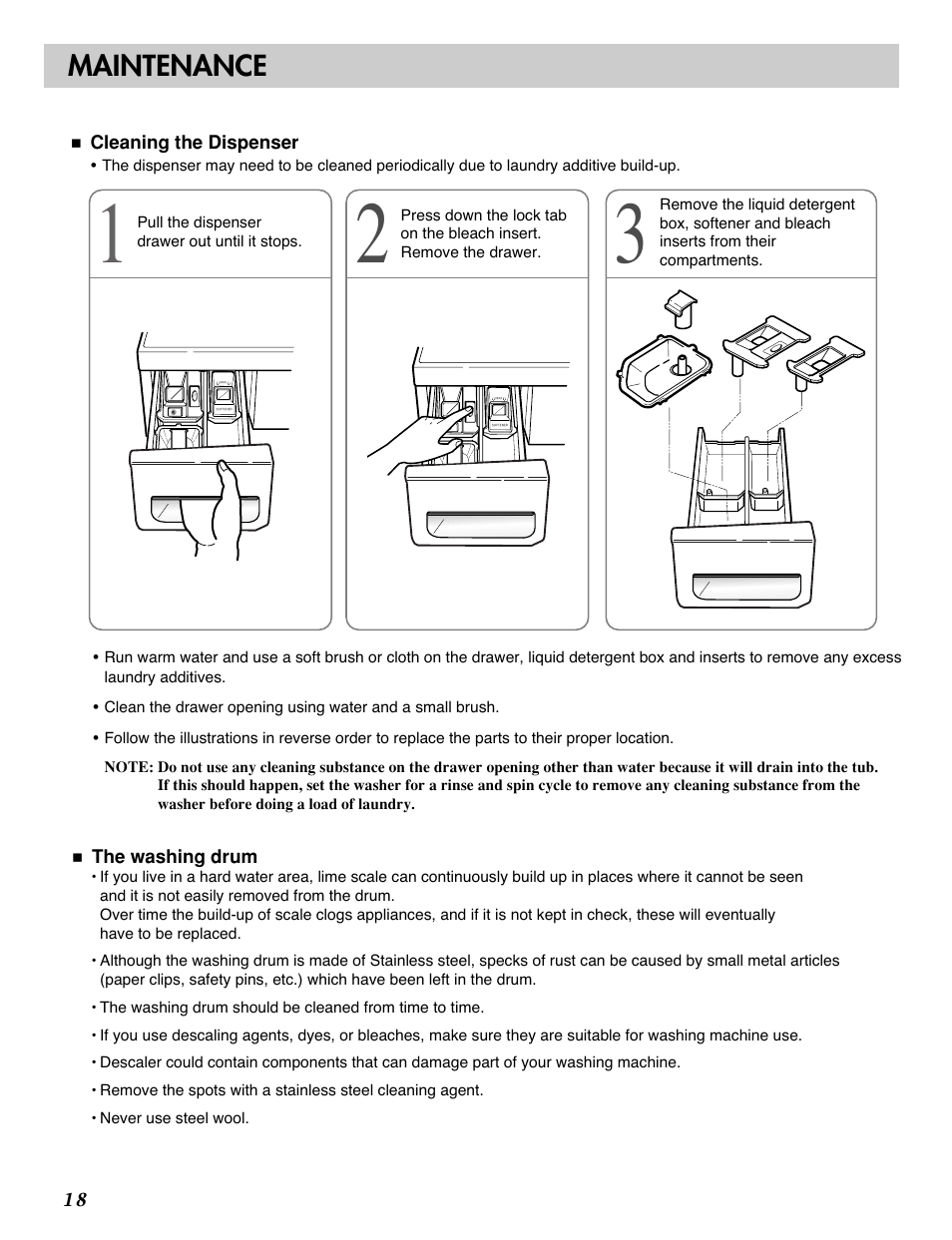 Maintenance | LG WM2277H series User Manual | Page 20 / 50