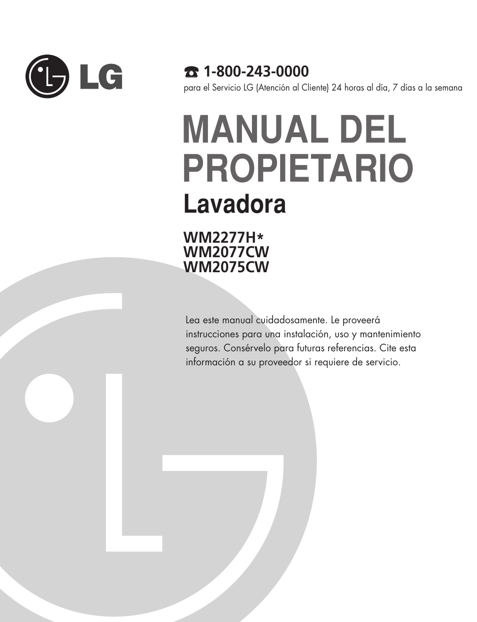 Manual del propietario, Lavadora | LG WM2277H series User Manual | Page 28 / 50