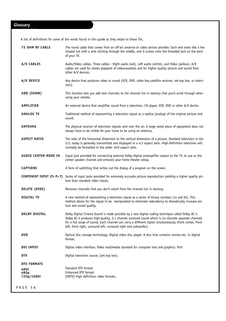 Glossary | LG RU-44SZ51D User Manual | Page 56 / 60