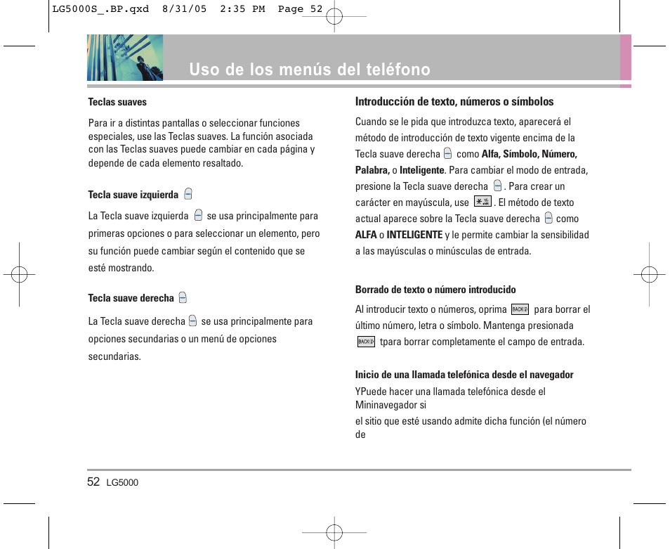 Uso de los menús del teléfono | LG 5000 User Manual | Page 147 / 191