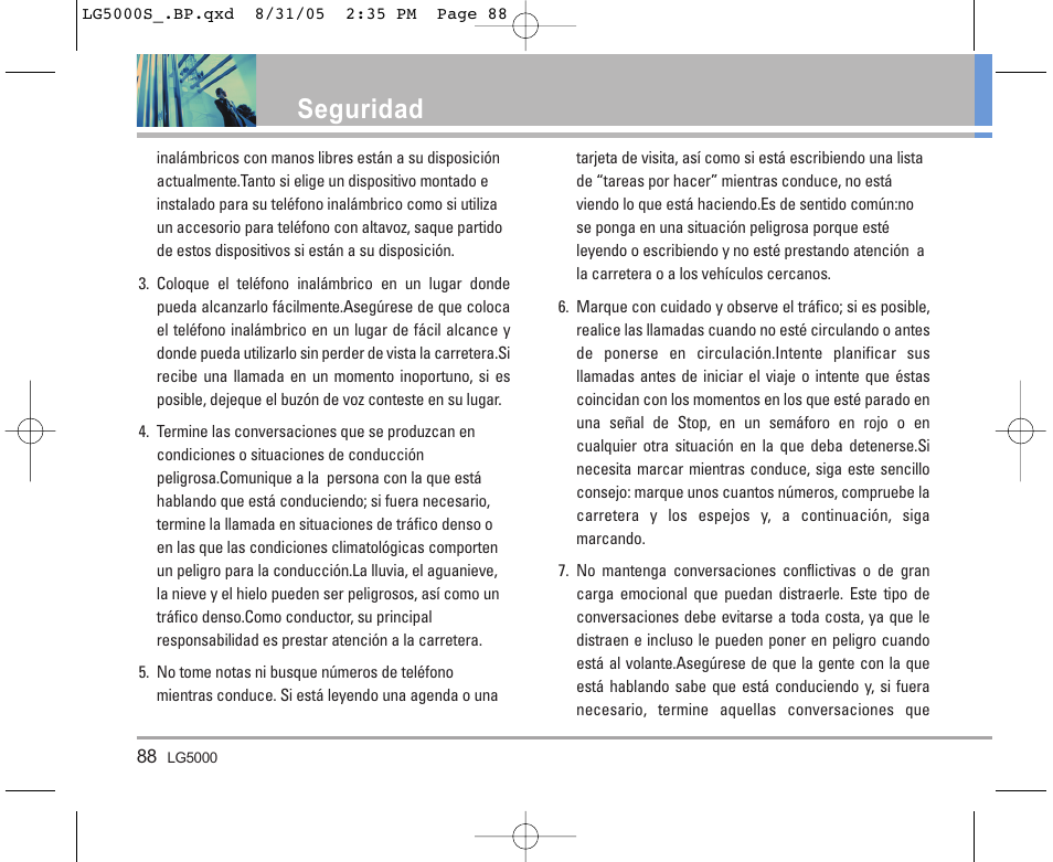 Seguridad | LG 5000 User Manual | Page 183 / 191