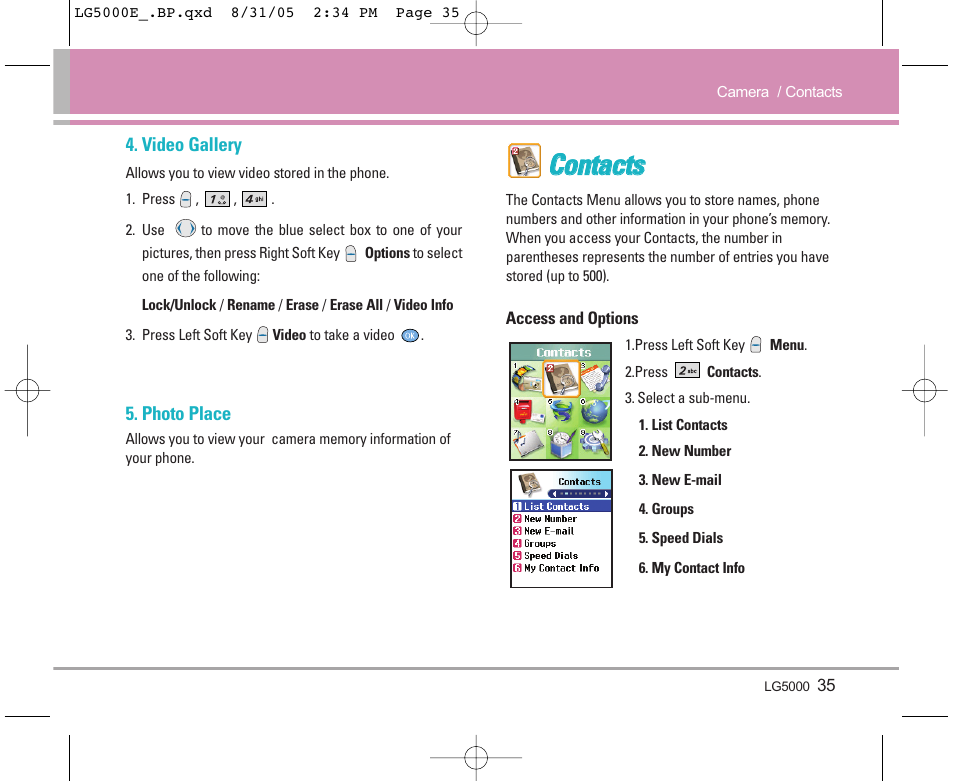 Cco on ntta ac cttss | LG 5000 User Manual | Page 36 / 191