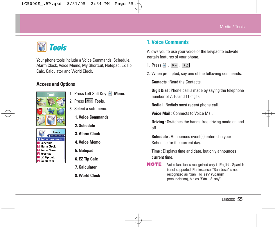 Tto oo ollss | LG 5000 User Manual | Page 56 / 191