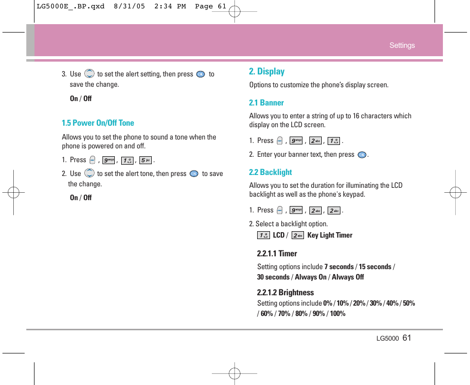 Display | LG 5000 User Manual | Page 62 / 191