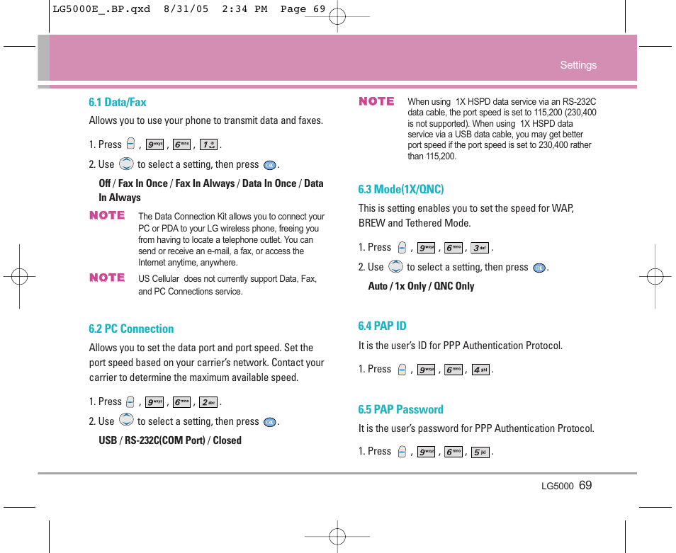 LG 5000 User Manual | Page 70 / 191