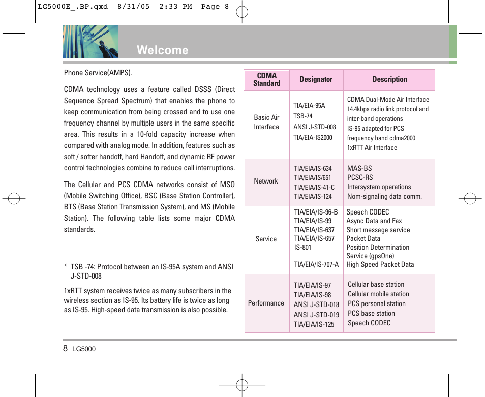 Welcome | LG 5000 User Manual | Page 9 / 191