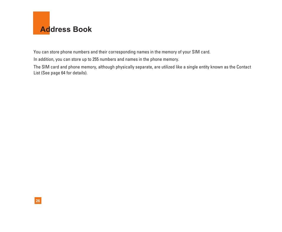Address book | LG C1300i User Manual | Page 26 / 96