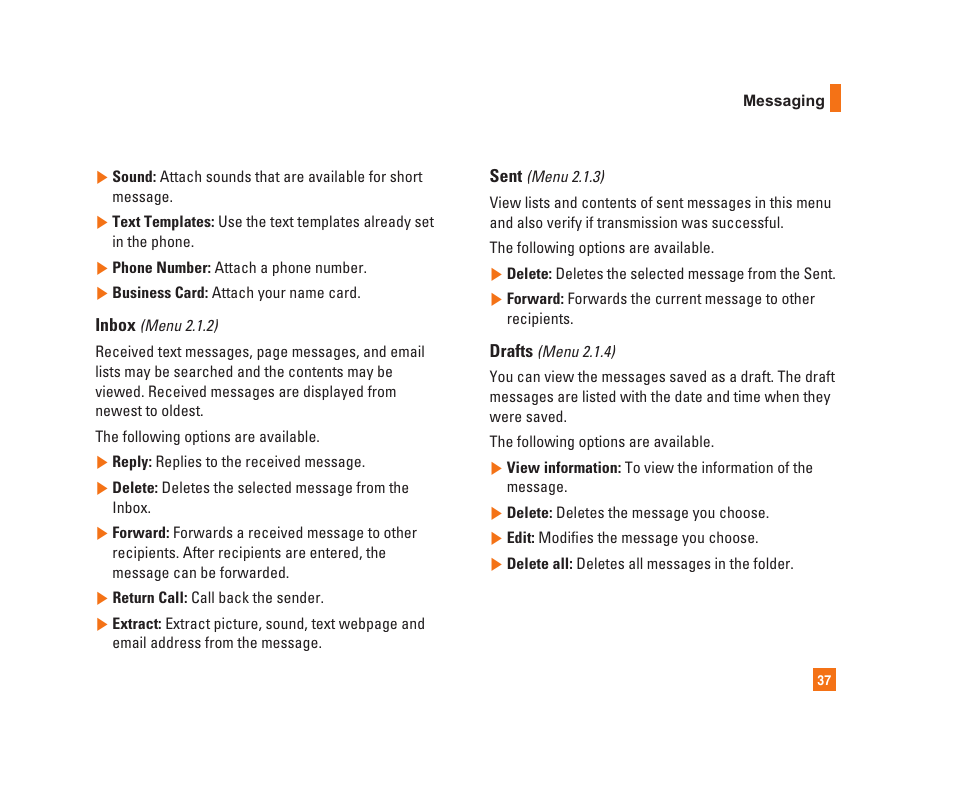 LG C1300i User Manual | Page 37 / 96