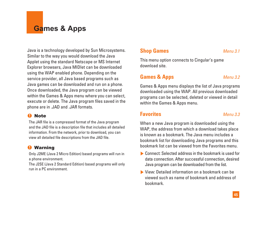 Games & apps | LG C1300i User Manual | Page 45 / 96