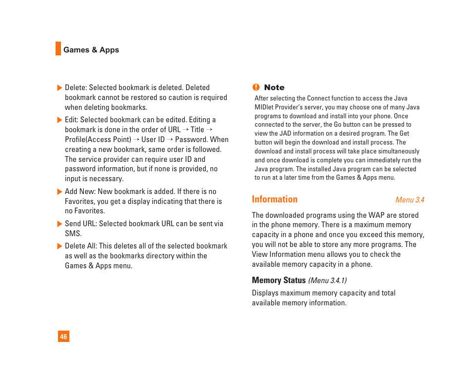 Information | LG C1300i User Manual | Page 46 / 96