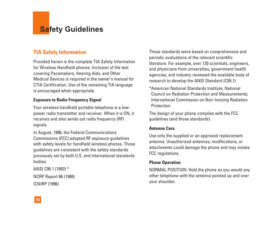 Safety guidelines | LG C1300i User Manual | Page 78 / 96