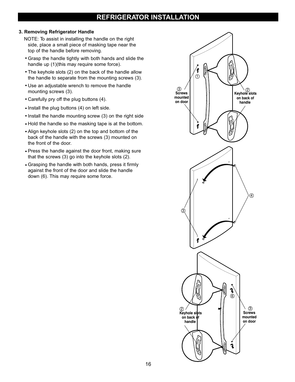 Refrigerator installation | LG LBC2251 User Manual | Page 16 / 38