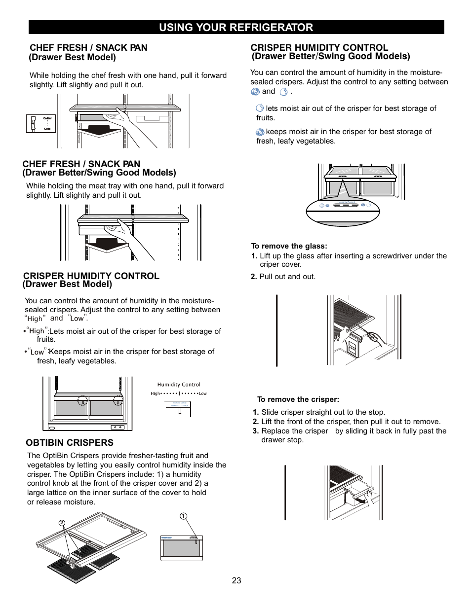 Using your refrigerator | LG LBC2251 User Manual | Page 23 / 38