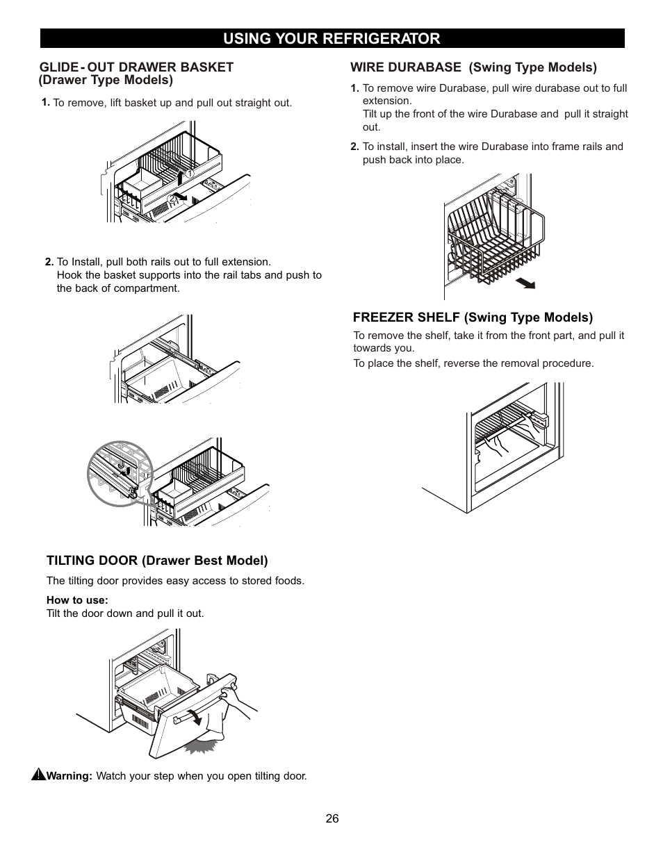 Using your refrigerator | LG LBC2251 User Manual | Page 26 / 38