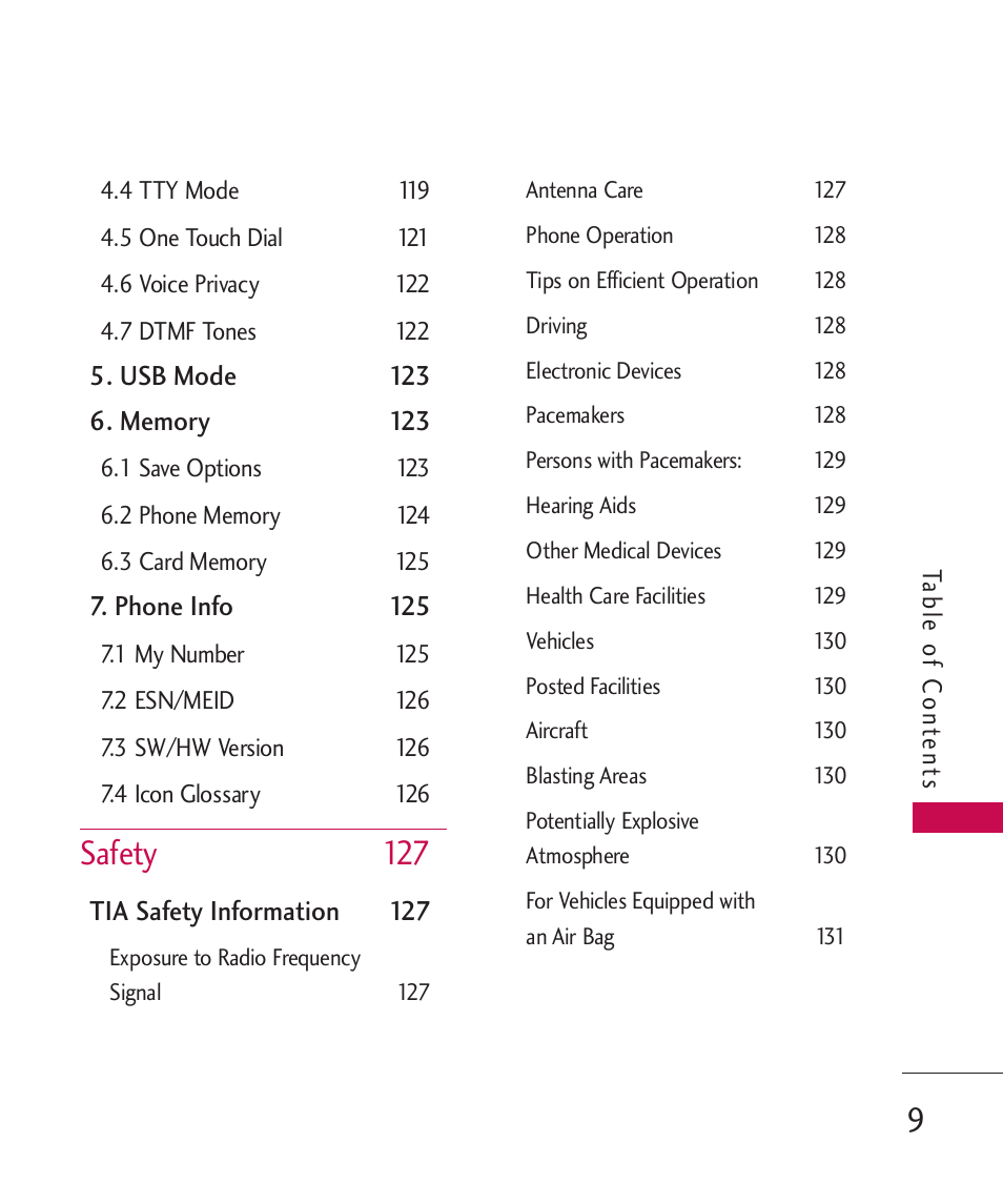 Safety 127 | LG ELLIPSE 9250 User Manual | Page 11 / 169