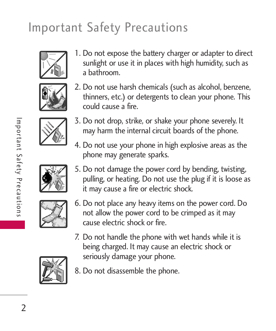 Important safety precautions | LG ELLIPSE 9250 User Manual | Page 4 / 169