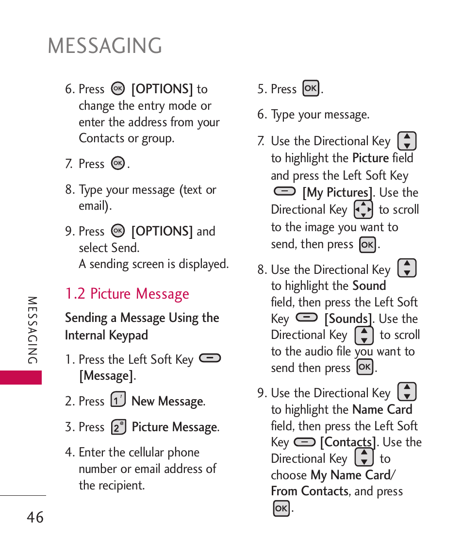 Messaging, 2 picture message | LG ELLIPSE 9250 User Manual | Page 48 / 169