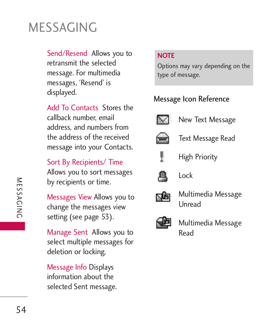 Messaging | LG ELLIPSE 9250 User Manual | Page 56 / 169